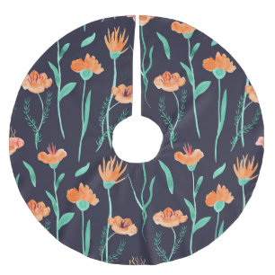 Fantasy Sinaasappel Flowers: Waterverf Dark Patter Kerstboom Rok