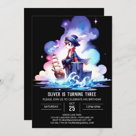 Fantasy Sjabloon Pirate Verjaardag Kaart (Voorkant / Achterkant)