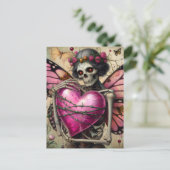 Fantasy Skelet met prikkeldraad hart Briefkaart (Staand voorkant)