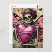 Fantasy Skelet met prikkeldraad hart Briefkaart (Voorkant / Achterkant)