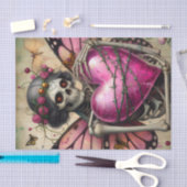 Fantasy Skelet met prikkeldraad Hart decoupage Tissuepapier (Craft)