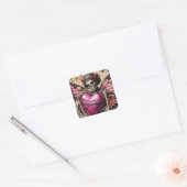 Fantasy Skelet met prikkeldraad hart Vierkante Sticker (Envelop)