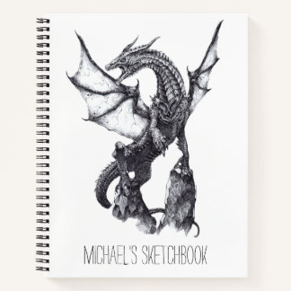 Fantasy Sketchbook Dragon Tekening Aangepaste naam Notitieboek