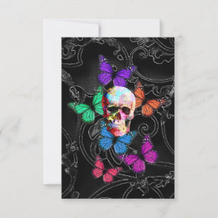 Fantasy skull and colored butterflits