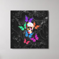 Fantasy skull and colored butterflits