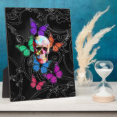 Fantasy skull and colored butterflits fotoplaat (Zijkant)
