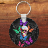 Fantasy skull and colored butterflits sleutelhanger (Voorkant)