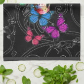 Fantasy skull and colored butterflits theedoek (Gevouwen)