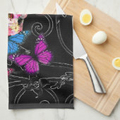 Fantasy skull and colored butterflits theedoek (Quarter Fold)