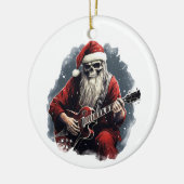 Fantasy Skull Skelet Santa Gitaar Nacht spelen Keramisch Ornament (Links)