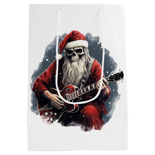 Fantasy Skull Skelet Santa Gitaar Nacht spelen Medium Cadeauzakje (Achterkant)