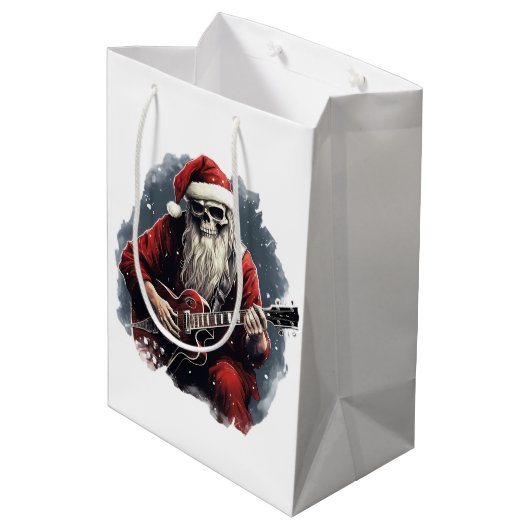 Fantasy Skull Skelet Santa Gitaar Nacht spelen Medium Cadeauzakje (Achterkant Gekanteld)