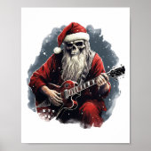 Fantasy Skull Skelet Santa Gitaar Nacht spelen Poster (Voorkant)
