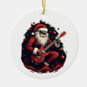 Fantasy Skull Skelet Santa Gitaar spelen Keramisch Ornament (Voorkant)