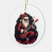 Fantasy Skull Skelet Santa Gitaar spelen Keramisch Ornament (Links)