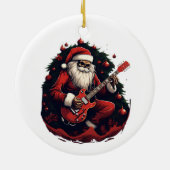 Fantasy Skull Skelet Santa Gitaar spelen Keramisch Ornament (Achterkant)