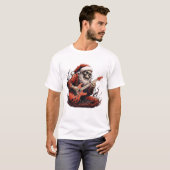 Fantasy Skull Skelet Santa Spelen Gitaar Bossen T-shirt (Voorkant volledig)