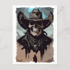 Fantasy Skull  Wild West Cowboy Sheriff Art Briefkaart