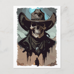 Fantasy Skull  Wild West Cowboy Sheriff Art Briefkaart