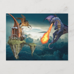 Fantasy Sky Battle Dragon Pegasus Briefkaart