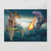 Fantasy Sky Battle Dragon Pegasus Briefkaart (Voorkant)