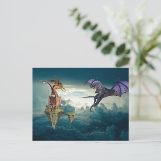 Fantasy Sky Dragon Pegasus Briefkaart (Staand voorkant)