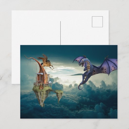 Fantasy Sky Dragon Pegasus Briefkaart (Voorkant / Achterkant)