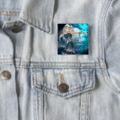 Fantasy Sky Siren Vierkante Button 5,1 Cm (In situ)