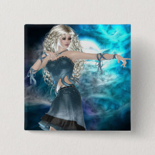 Fantasy Sky Siren Vierkante Button 5,1 Cm