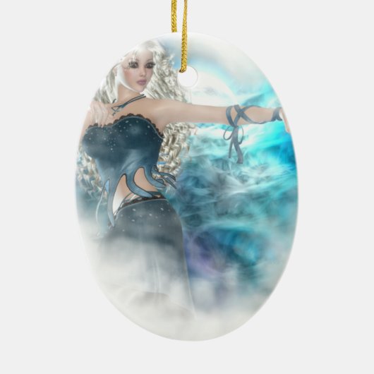 Fantasy Sky Siren Vignette Keramisch Ornament (Achterkant)