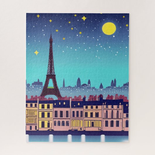 Fantasy Skyline van Parijs onder de sterren Legpuzzel (Verticaal)