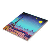 Fantasy Skyline van Parijs onder de sterren Tegeltje (Zijkant)