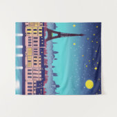 Fantasy Skyline van Parijs onder de sterren Wandkleed (Voorkant (horizontaal))