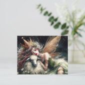 Fantasy Sleepy Fairy Queen en haar schapen Briefkaart (Staand voorkant)