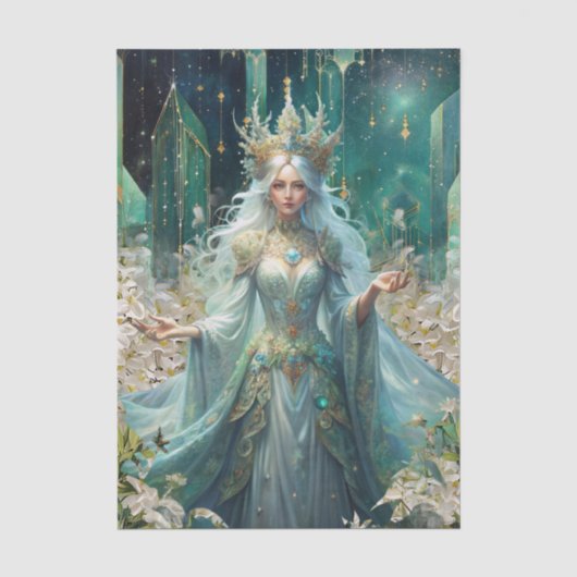 Fantasy Smaragd Koninginnen van het Bos Decoupage Tissuepapier (Voorkant)