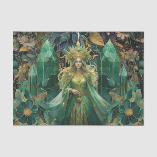 Fantasy Smaragd Koninginnen van het Bos Decoupage Tissuepapier (Voorkant)