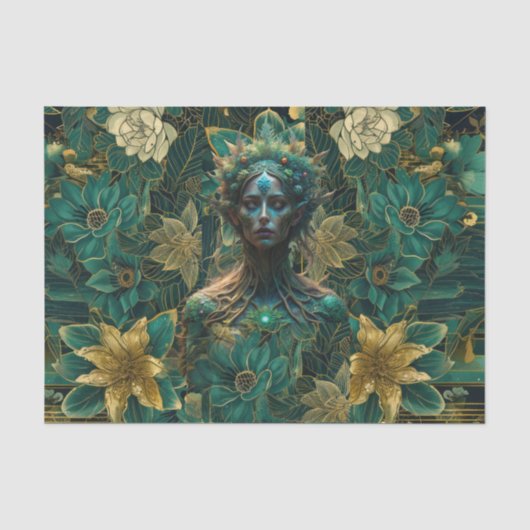 Fantasy Smaragd Koninginnen van het Bos Decoupage Tissuepapier (Voorkant)