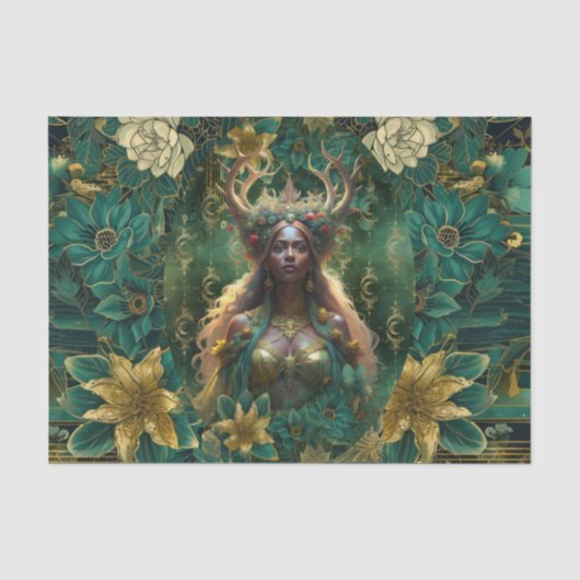 Fantasy Smaragd Koninginnen van het Woud Decoupage Tissuepapier (Voorkant)