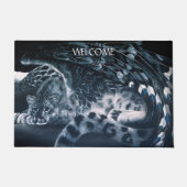 Fantasy sneeuw luipaard vleugels deurmat (Voorkant)