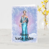 Fantasy Snowflake Woman Winter Solstice Kaart (Gele Bloem)