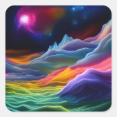 Fantasy Space Escape Vierkante Sticker (Voorkant)