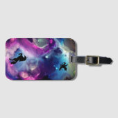 Fantasy Space Nebula Unicorn Dragon Roze blauw Bagagelabel (Voorkant (horizontaal))