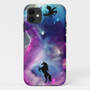 Fantasy Space Nebula Unicorn Dragon Roze blauw Case-Mate iPhone Case