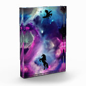 Fantasy Space Nebula Unicorn Dragon Roze blauw Fotoblokken (Links)