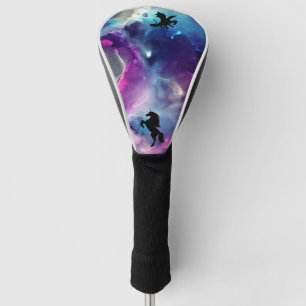 Fantasy Space Nebula Unicorn Dragon Roze blauw Golfheadcover