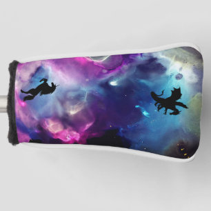 Fantasy Space Nebula Unicorn Dragon Roze blauw Golfheadcover