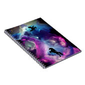 Fantasy Space Nebula Unicorn Dragon Roze blauw Notitieboek (Rechterzijde)