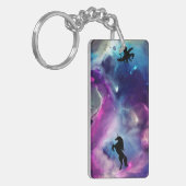 Fantasy Space Nebula Unicorn Dragon Roze blauw Sleutelhanger (Voorkant Links)