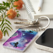 Fantasy Space Nebula Unicorn Dragon Roze blauw Sleutelhanger (Voorkant Rechts)