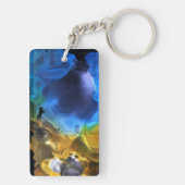 Fantasy Space Nebula Unicorn Dragon Roze blauw Sleutelhanger (achterkant)